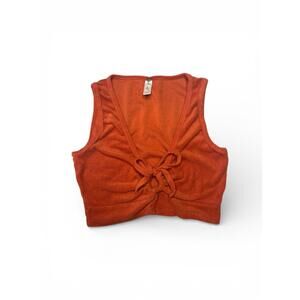LA Hearts Pacsun Dark Orange Terrycloth Front Tie Ruched Mini Top Size Small